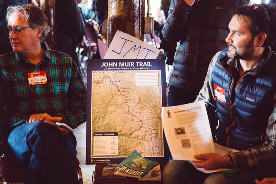 Hikers gather for a break-out session to learn more about the John Muir Trail. Photo by Meg Roussos courtesy ALDHA-West